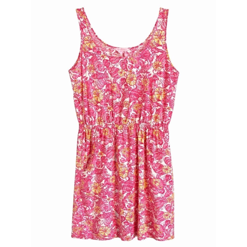 Lilly Pulitzer Kori Dress Medium Chum Bucket Pink Cotton Pockets